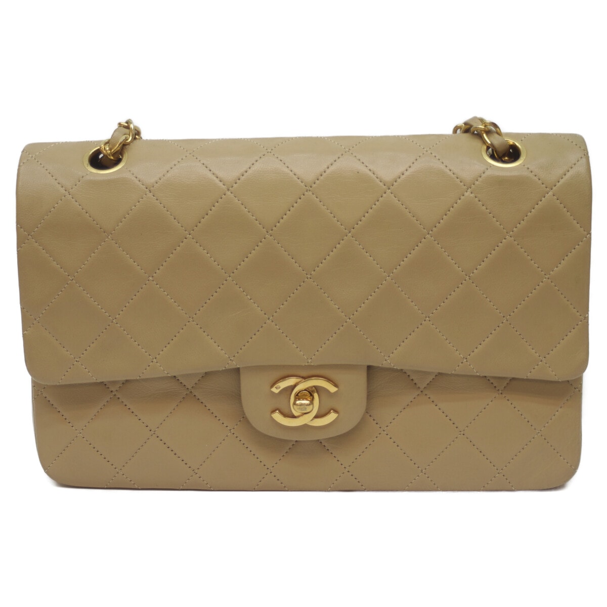 シャネル 0番 A01112 ﾍﾞｰｼﾞｭ ﾗﾑｽｷﾝ G金具 Wﾌﾗｯﾌﾟﾏﾄﾗｯｾ25