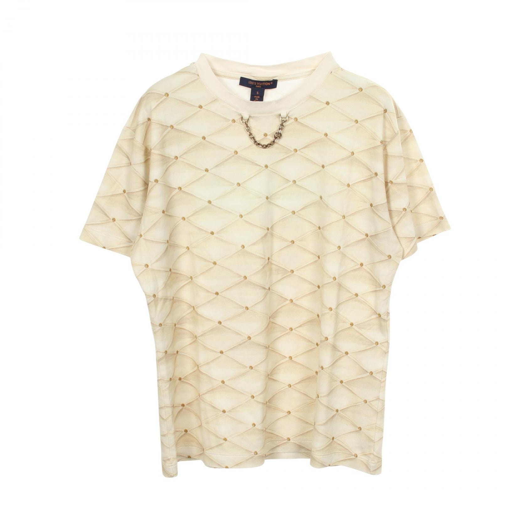 ルイ・ヴィトン LOUIS VUITTON チェーン付き 総柄 半袖Tシャツ 衣料品 トップス コットン レディース ホワイト系 / ベージュ系 RW241WJ IIV FQTS27 【中古】