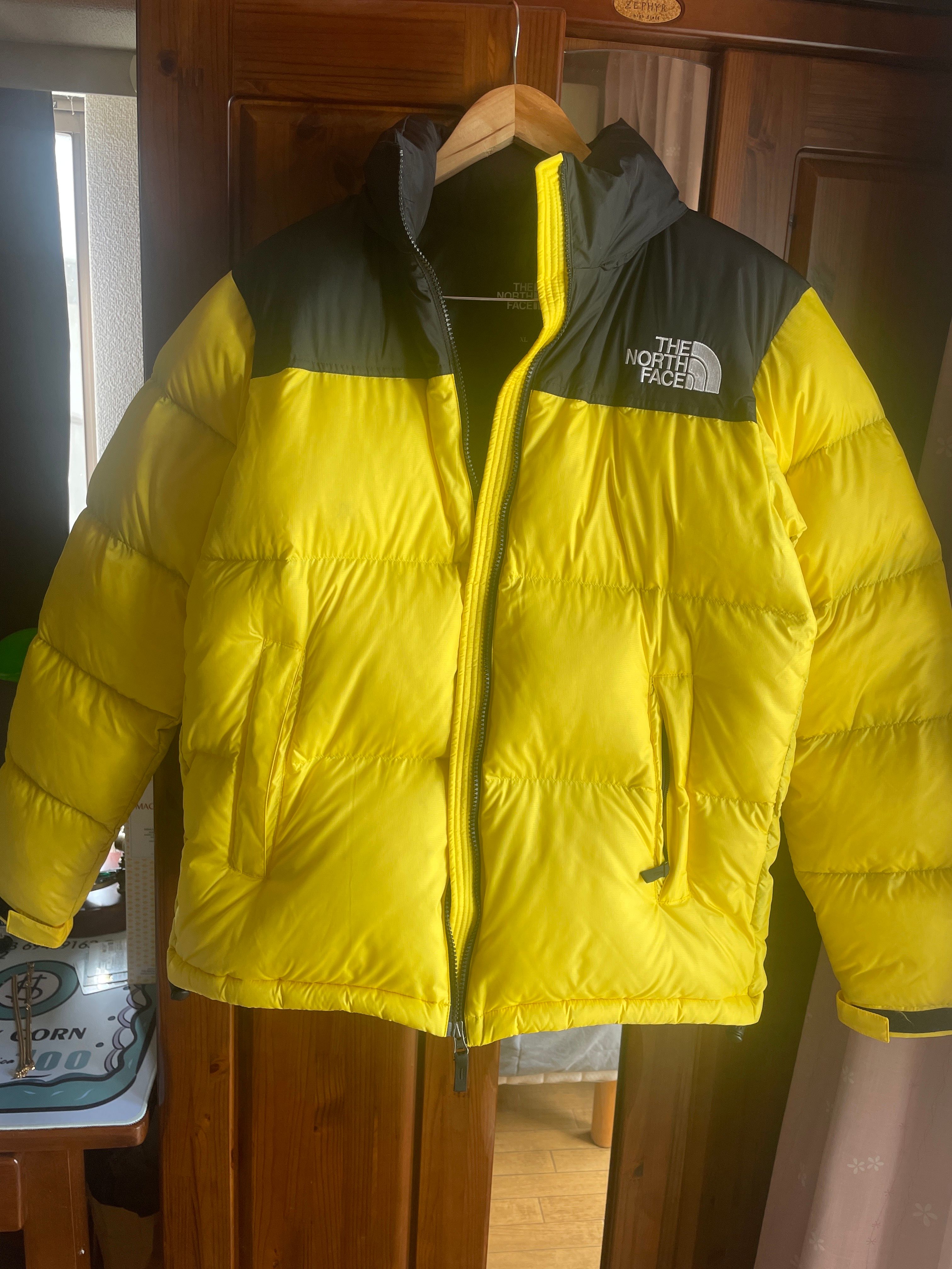 The North Face Nuptse Jacket 2021 "Black × Lightning Yellow"