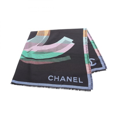 シャネル CHANEL ココマーク ストール 衣料品 シルク カシミヤ レディース ブラック系 / マルチカラー 【中古】
