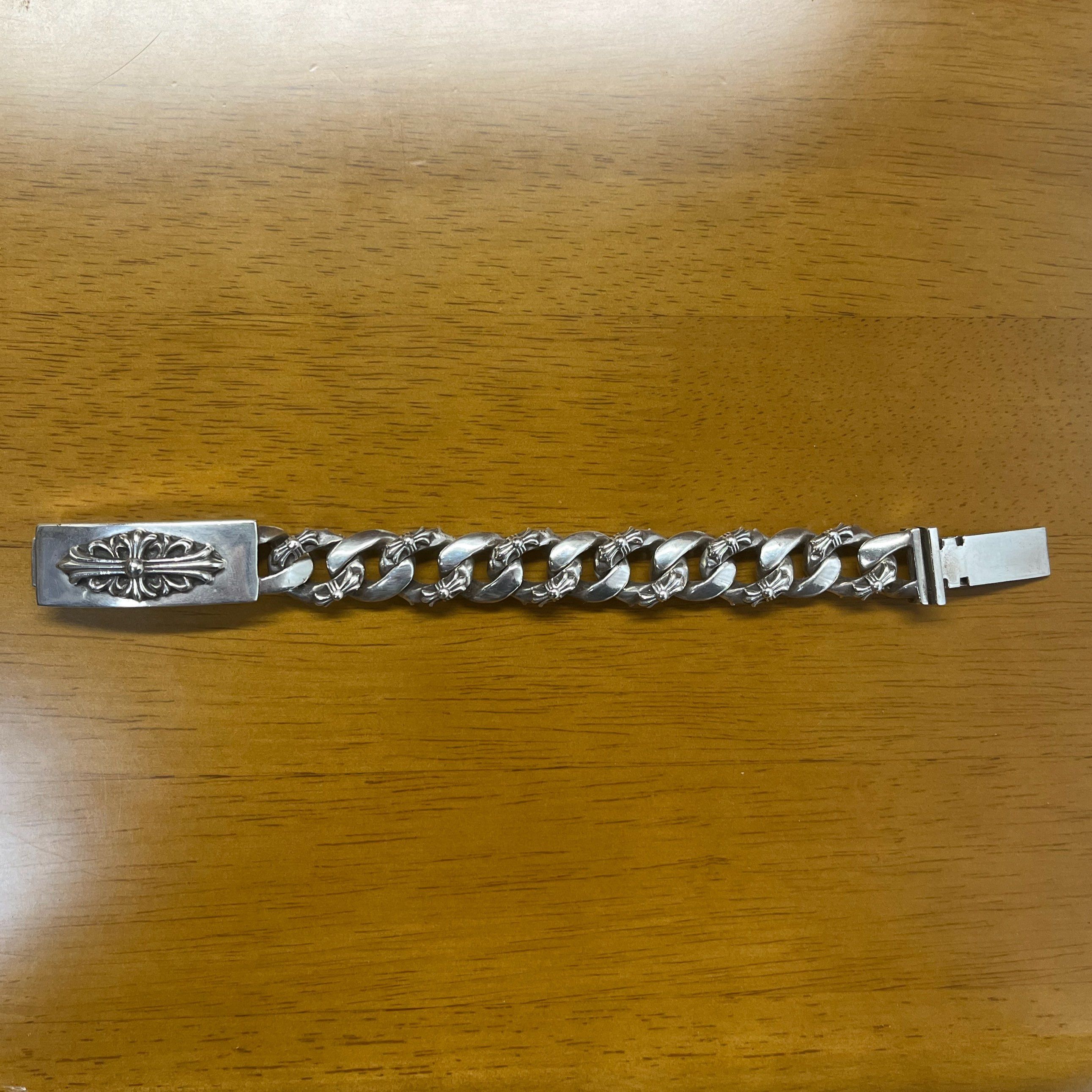 Chrome Hearts Floral Cross ID Fancy Link Bracelet "Silever"