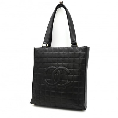 CHANEL(シャネル)チョコバー トートバッグ ヴィンテージ ココマーク ラムスキン ブラック ゴールド金具 レディース イタリア製【中古】