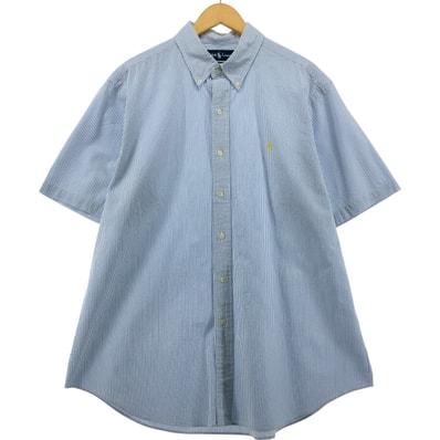 古着 ラルフローレン Ralph Lauren CLASSIC FIT シアサッカー 半袖 ボタンダウン ストライプシャツ メンズXL相当/eaa555146