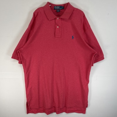 古着 90's/90年代 ポロバイラルフローレン Polo by Ralph Lauren 半袖 ポロシャツ ロゴ 刺繍 2ボタン L ピンク 無地 メンズ