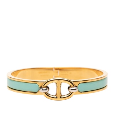 Hermes Mini Clic Chaine D'ancre Bracelet "Aqua/Gold"