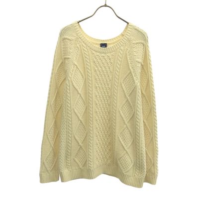GAP ギャップ 長袖 アラン編み ニット M アイボリー