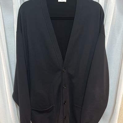 CELINE Oversized Celine Cardigan In Cotton Fleece "Black/White"