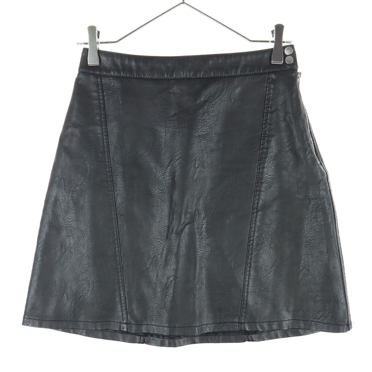 ZARA BASIC ザラベーシック ミニ丈 フェイクレザー スカート XS ブラック