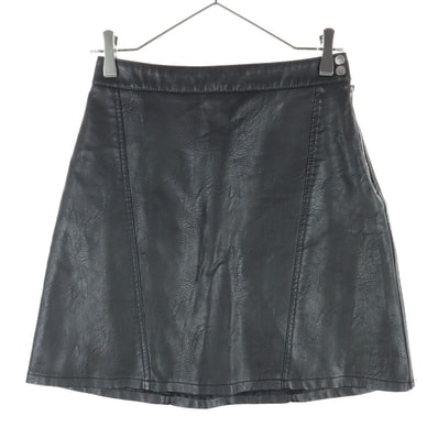 ZARA BASIC ザラベーシック ミニ丈 フェイクレザー スカート XS ブラック