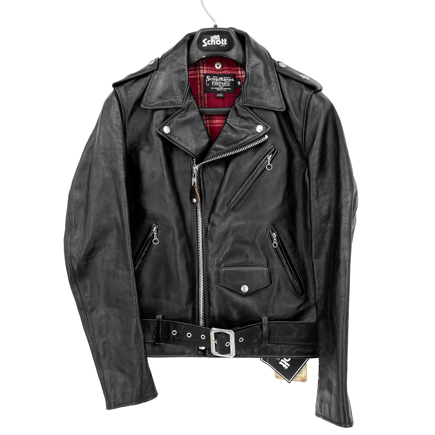 schott ショット ワンスター ダブル ライダースジャケット
 スペシャルホースハイド 7544 613SJH 馬革 38 ブラック メンズ
 【中古】