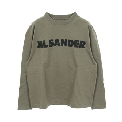 ジルサンダー JIL SANDER ロゴ 長袖Tシャツ 衣料品 トップス コットン レディース グリーン系 【中古】