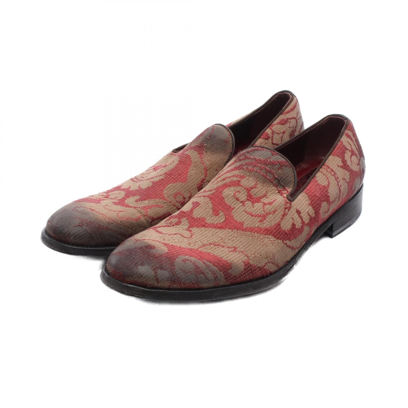 ドルチェアンドガッバーナ DOLCE & GABBANA ジャガード ドレスシューズ 靴 ファブリック メンズ レッド系 / カーキ系 【中古】
