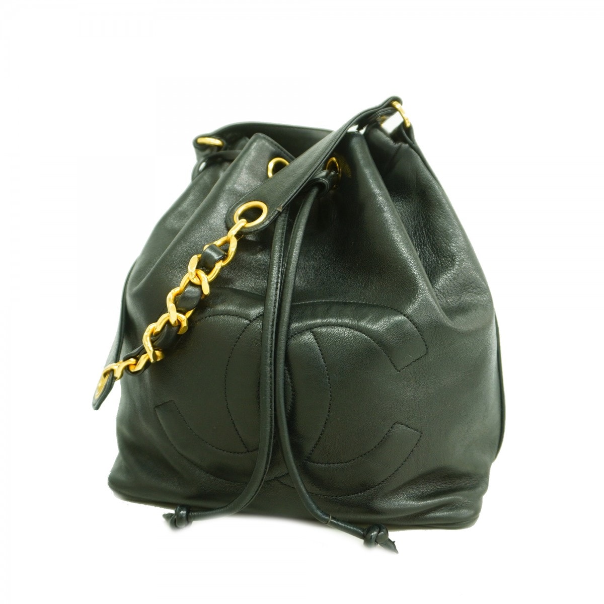 【6cd4636-k】シャネル ショルダーバッグ チェーンショルダー ラムスキン ブラック ゴールド金具【中古】レディース