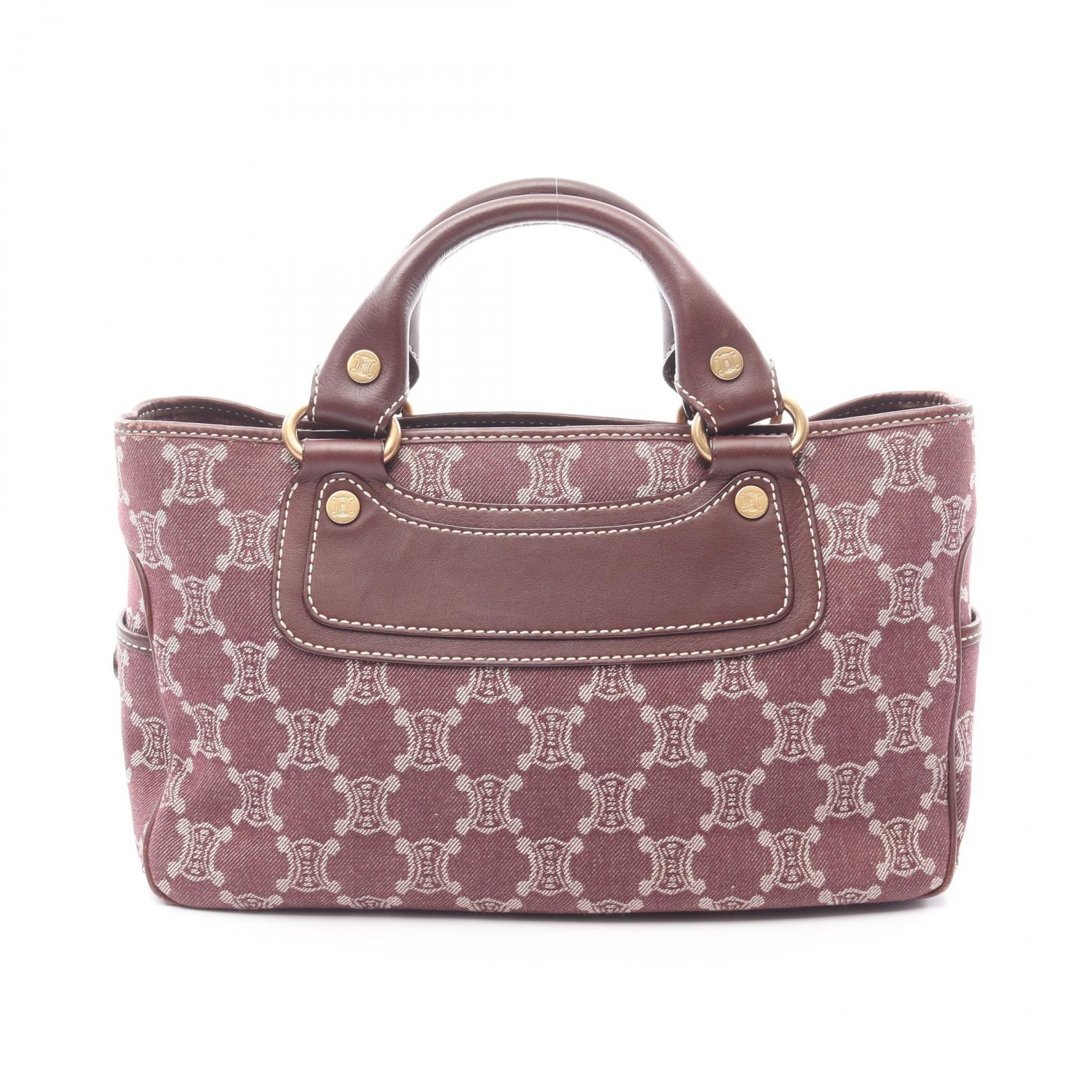 セリーヌ CELINE ブギーバッグ Cマカダム ハンドバッグ バッグ デニム レザー レディース ボルドー系 【中古】