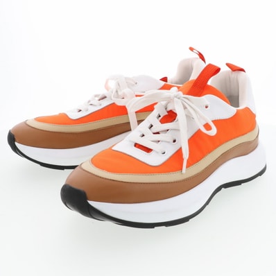 HERMES エルメス グラム スニーカー スニーカー ナイロン レザー オレンジ ブラウン メンズ【中古】