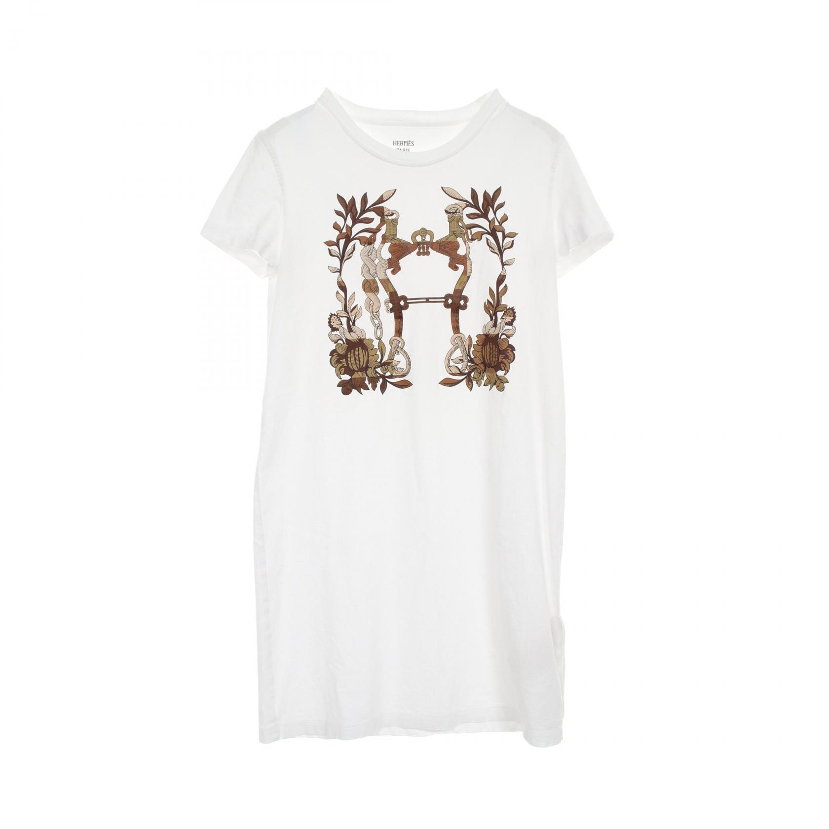 エルメス HERMES Della Cavalleria Tシャツ ワンピース 衣料品 トップス コットン ホワイト レディース ホワイト系 【中古】