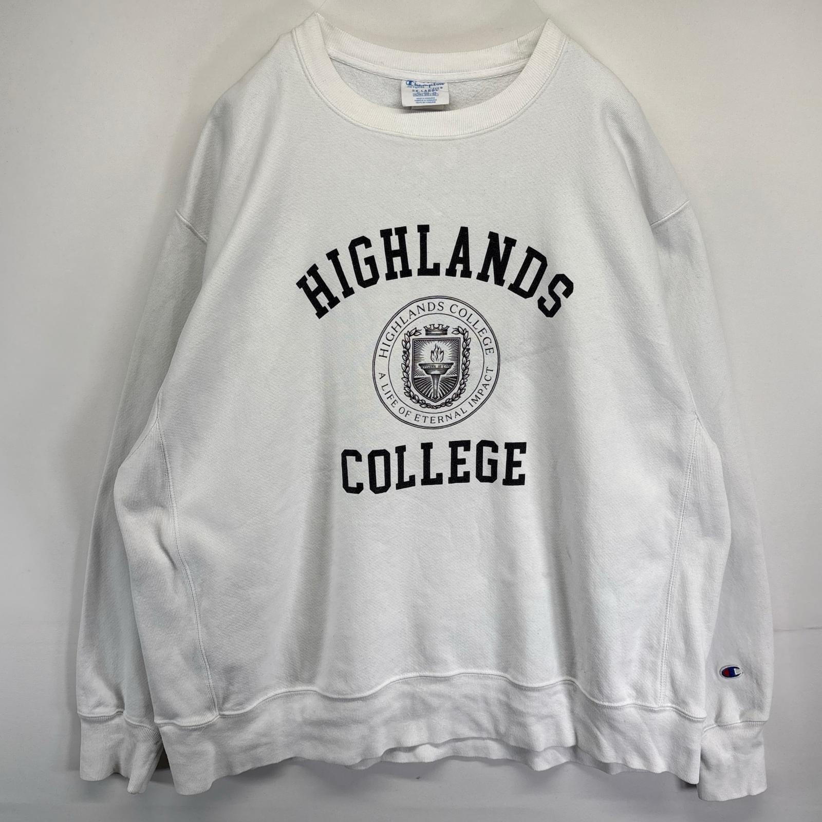 古着 チャンピオン Champion スウェット トレーナー リバースウィーブ クルーネック3段プリント プルオーバー 2XL ホワイト メンズ