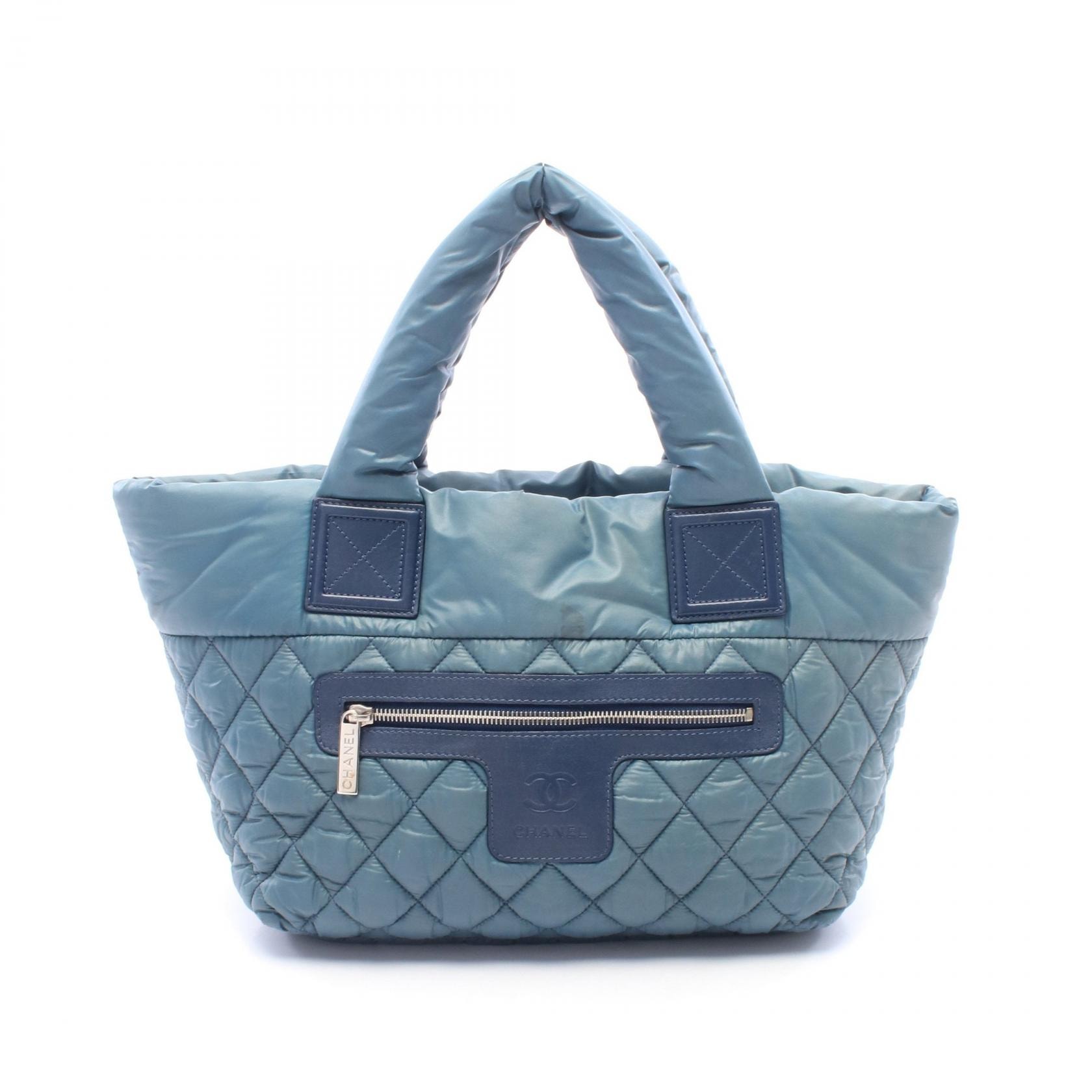 シャネル CHANEL コココクーン スモール トートバッグ バッグ ナイロン レザー レディース グリーン系 / ネイビー系 A48610 【中古】
