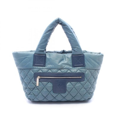 シャネル CHANEL コココクーン スモール トートバッグ バッグ ナイロン レザー レディース グリーン系 / ネイビー系 A48610 【中古】