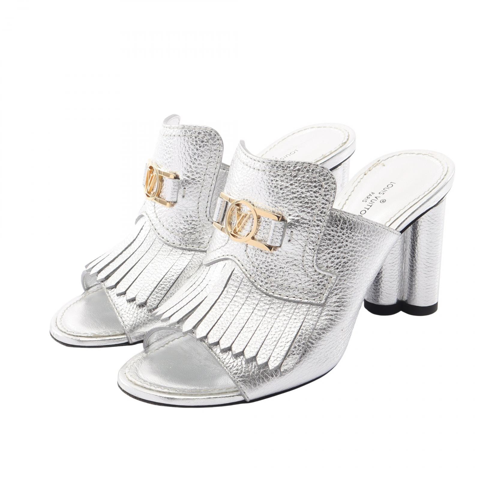 ルイ・ヴィトン LOUIS VUITTON インディアナ ライン ミュール 靴 レザー シルバー レディース シルバー系 【中古】