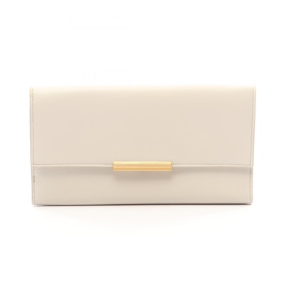 ボッテガヴェネタ BOTTEGA VENETA コンチネンタルウォレット 三つ折り長財布 財布 レザー レディース アイボリー系 【中古】