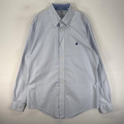 古着 ブルックスブラザーズ Brooks Brothers 長袖シャツ ボタンダウン ワンポイント REGENT M ブルー系 ストライプ メンズ