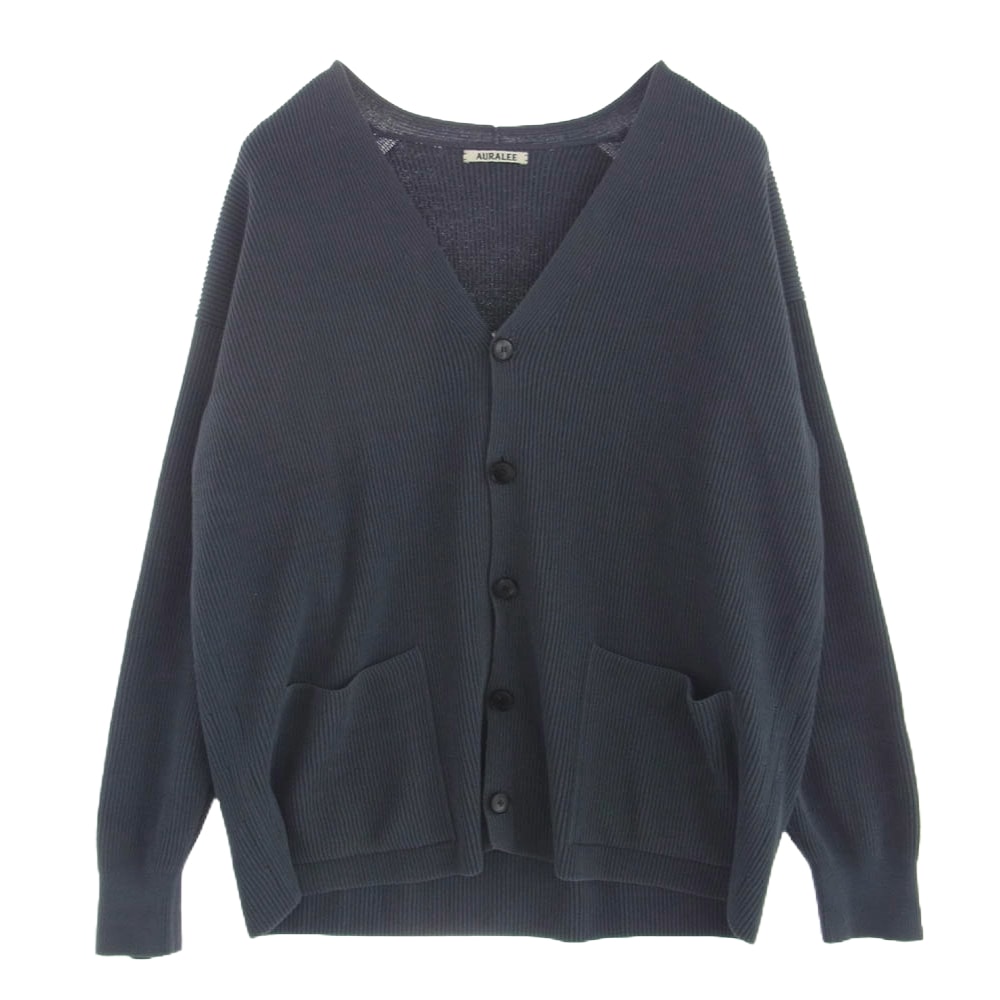 AURALEE オーラリー カーディガン 22SS A22SC01TR SUPER HARD TWIST RIB KNIT BIG CARDIGAN ハード ツイスト ビッグシルエット ニット カーディガン ブルー系 ネイビー系【中古】