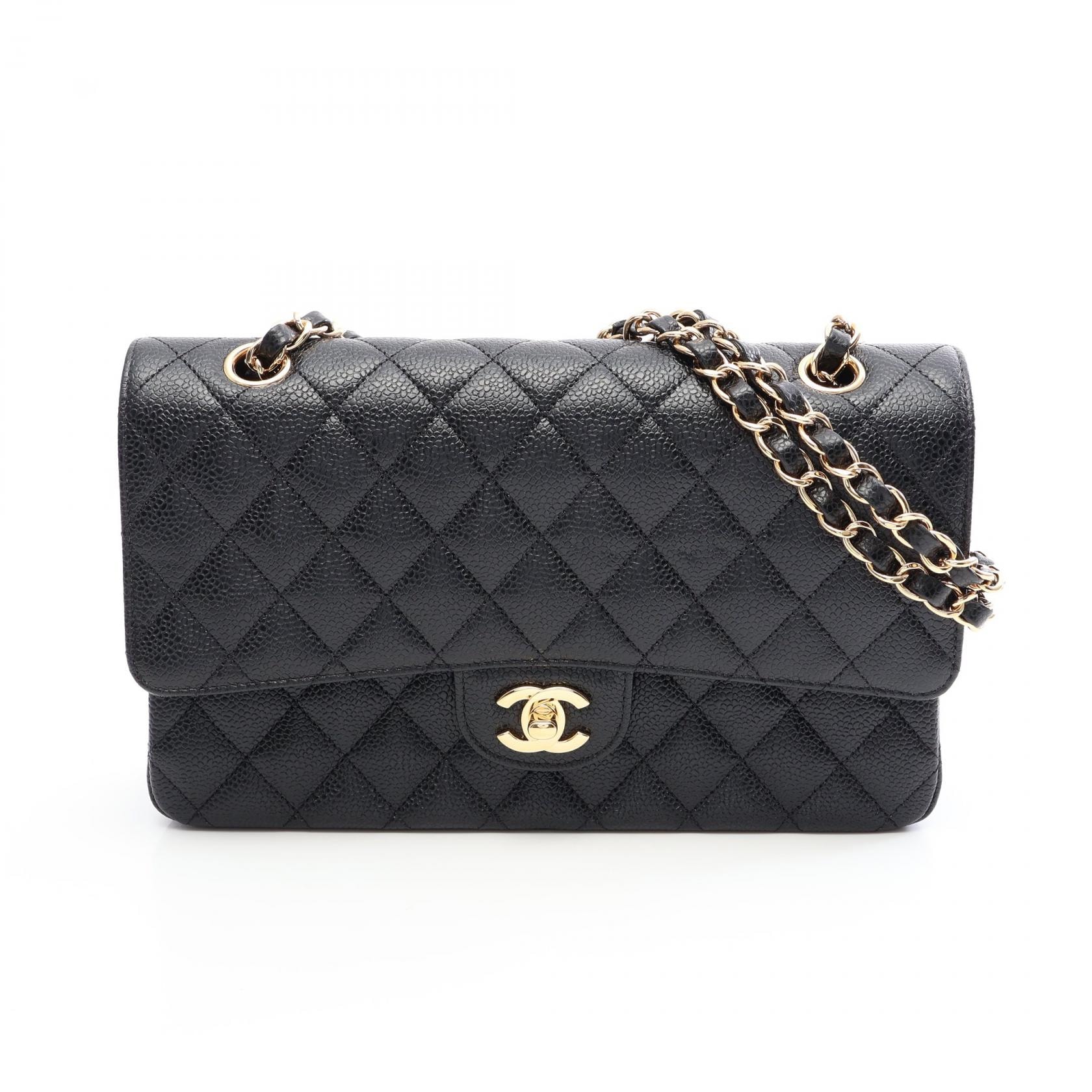 シャネル CHANEL マトラッセ Wフラップ ショルダーバッグ バッグ キャビアスキン(グレインドカーフ) レディース ブラック系 【中古】
