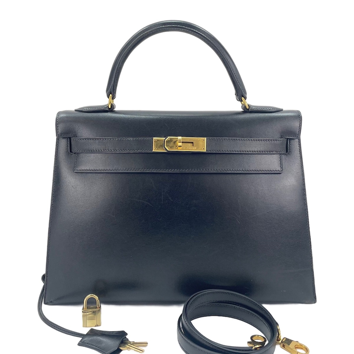 エルメス HERMES ボックスカーフ ケリー32 □Z刻印 ゴールド金具 ハンドバッグ【中古】