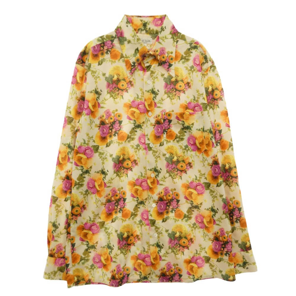 Paul Smith ポール・スミス フラワー総柄 ポケット付き 長袖 ドレスシャツ オレンジ系 マルチカラー系 L【中古】