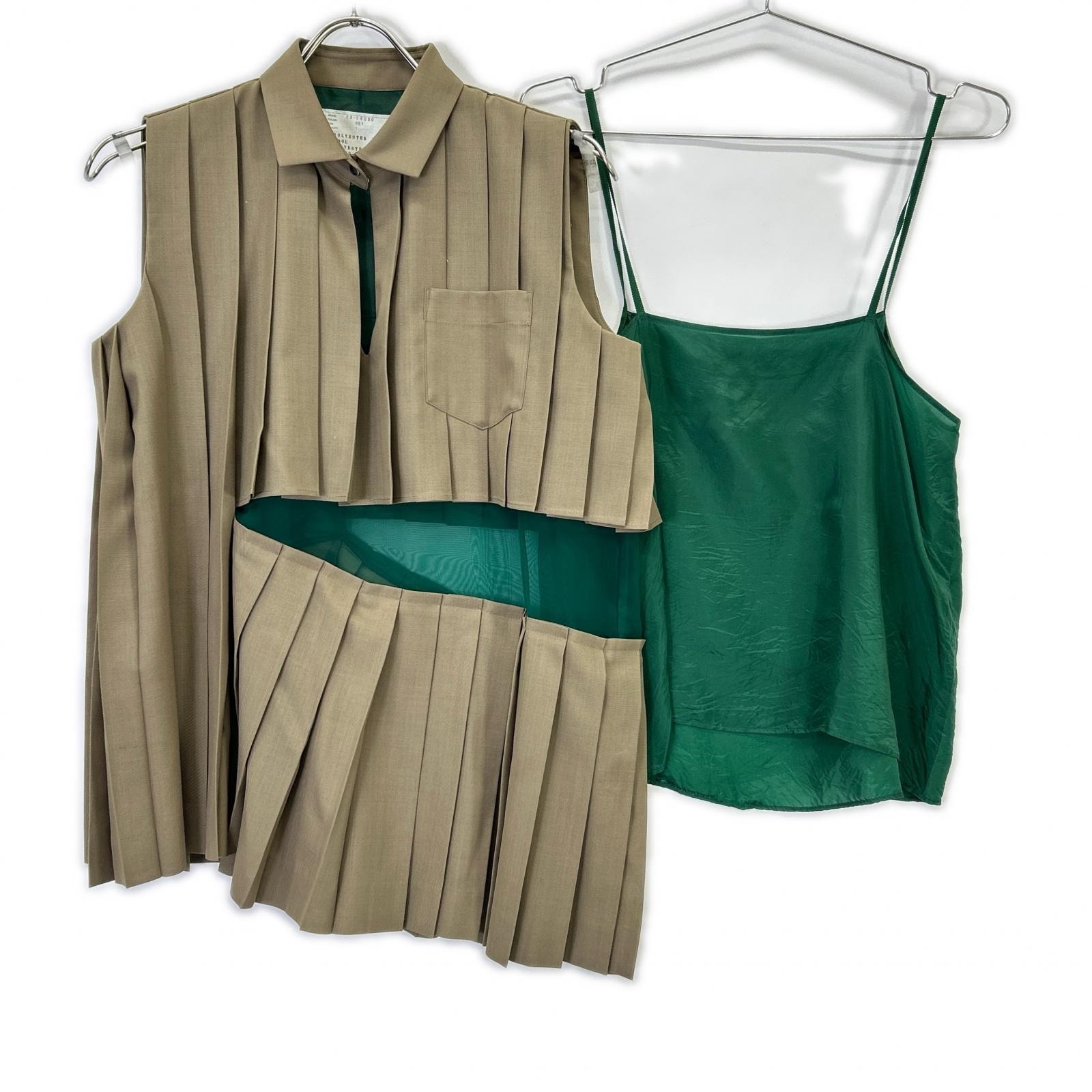 サカイ 22-06050 SUITING×CHIFFON PULLOVER ノースリーブ 1