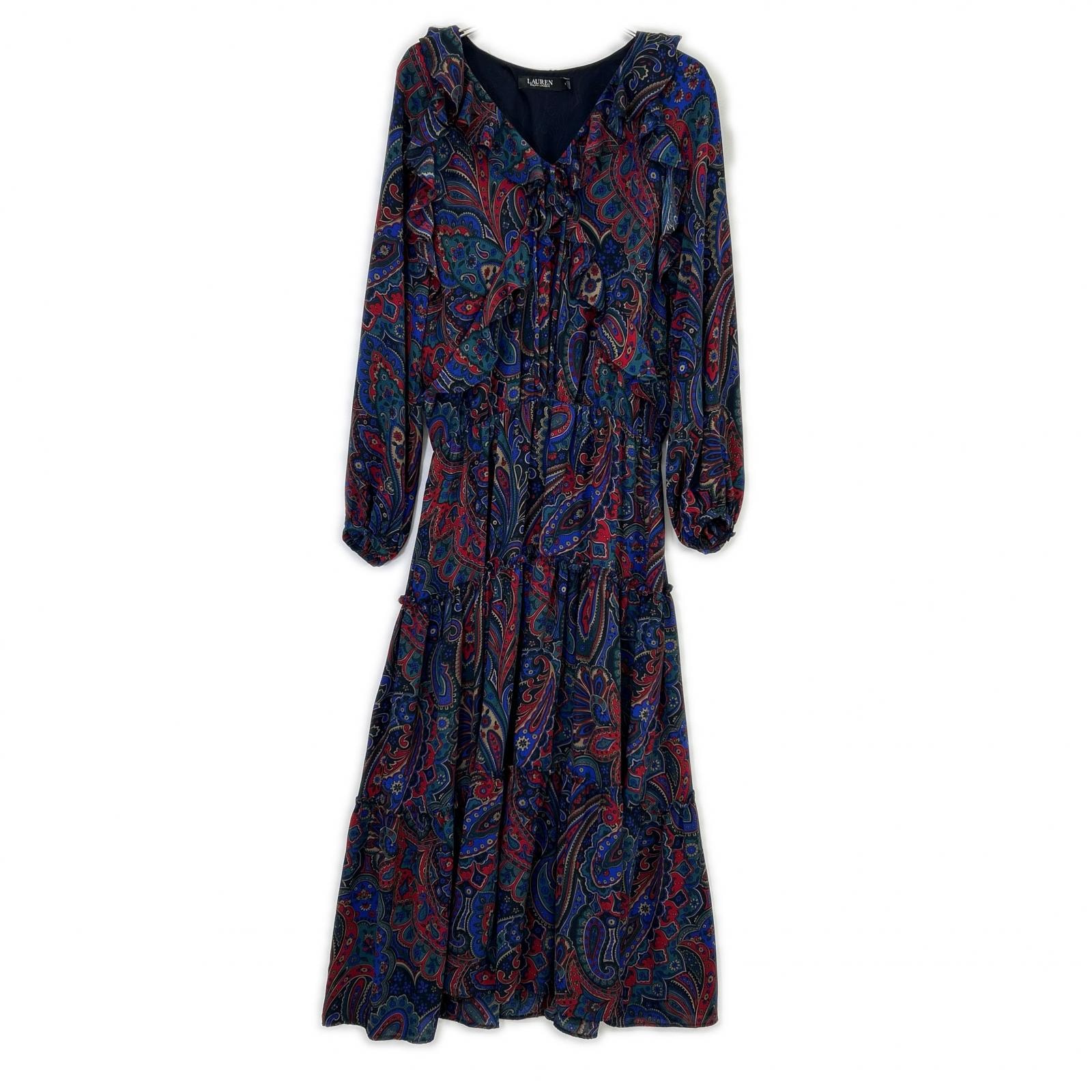 ローレン ラルフローレン マルチカラー ペイズリー柄  ティアード ロング フリルワンピース 6