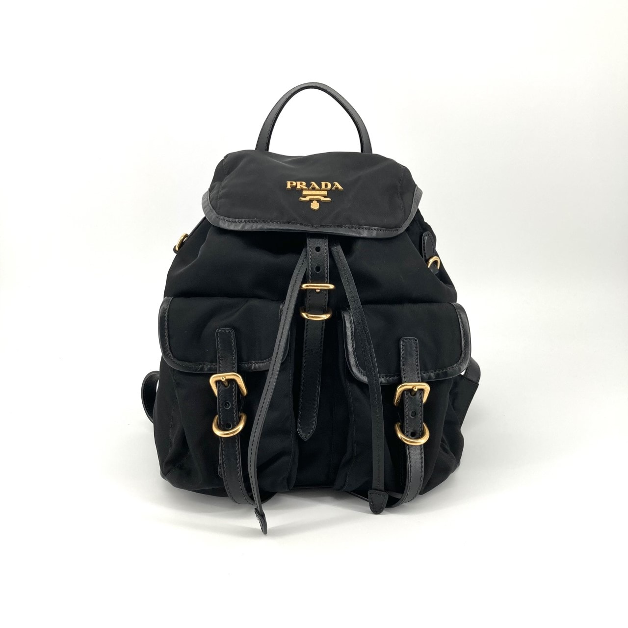 PRADA(プラダ) スモール リナイロン ゴールド金具 1BZ677 リュック・デイパック ブラック