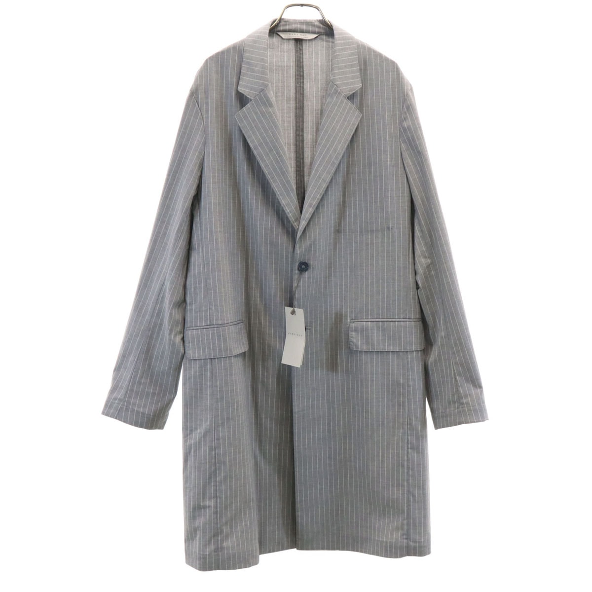 未使用 ZARA MAN ザラマン ストライプ柄 チェスターコート M グレー スプリング