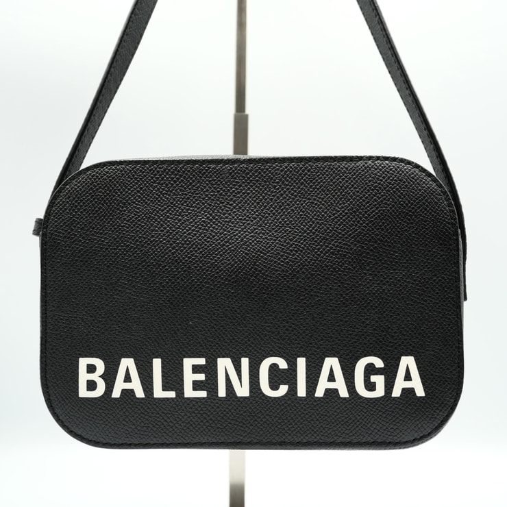 BALENCIAGA(バレンシアガ)ヴィル カメラバッグ XS ショルダーバッグ ブラック レザー ロゴ ゴールド金具 レディース【中古】