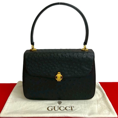 GUCCI グッチ GG ロゴ 金具 オーストリッチ ハンドバッグ ブラック
55668