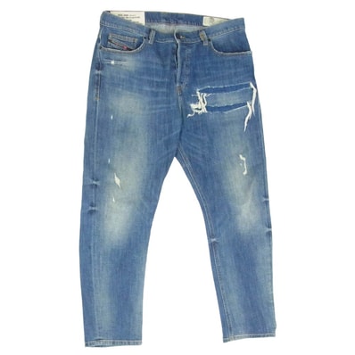 DIESEL ディーゼル 0890X D-VIDER JOGG ボタンフライ ストレッチ ダメージ リペア加工 デニム パンツ W34 インディゴブルー系 34【中古】