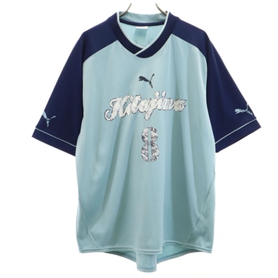 PUMA プーマ 日本製 半袖 Vネック Tシャツ O ブルー系