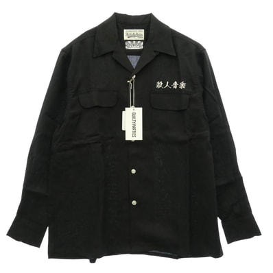 WACKO MARIA ワコマリア × BUDSPOOL バッズプール 21SS NMD-WM-OC02 舐達麻 殺人音楽 50'S SHIRT ハワイアン アロハ オープンカラー シャツ 長袖 ブラック系 S【新古品】【未使用】【中古】