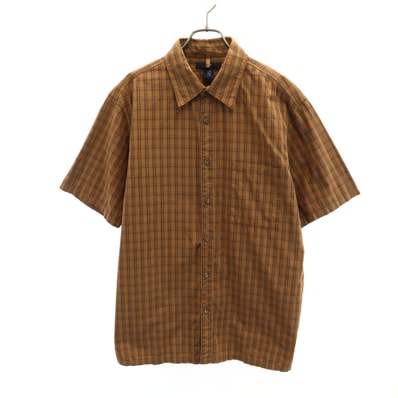 GAP ギャップ チェック柄 半袖 シャツ M ブラウン