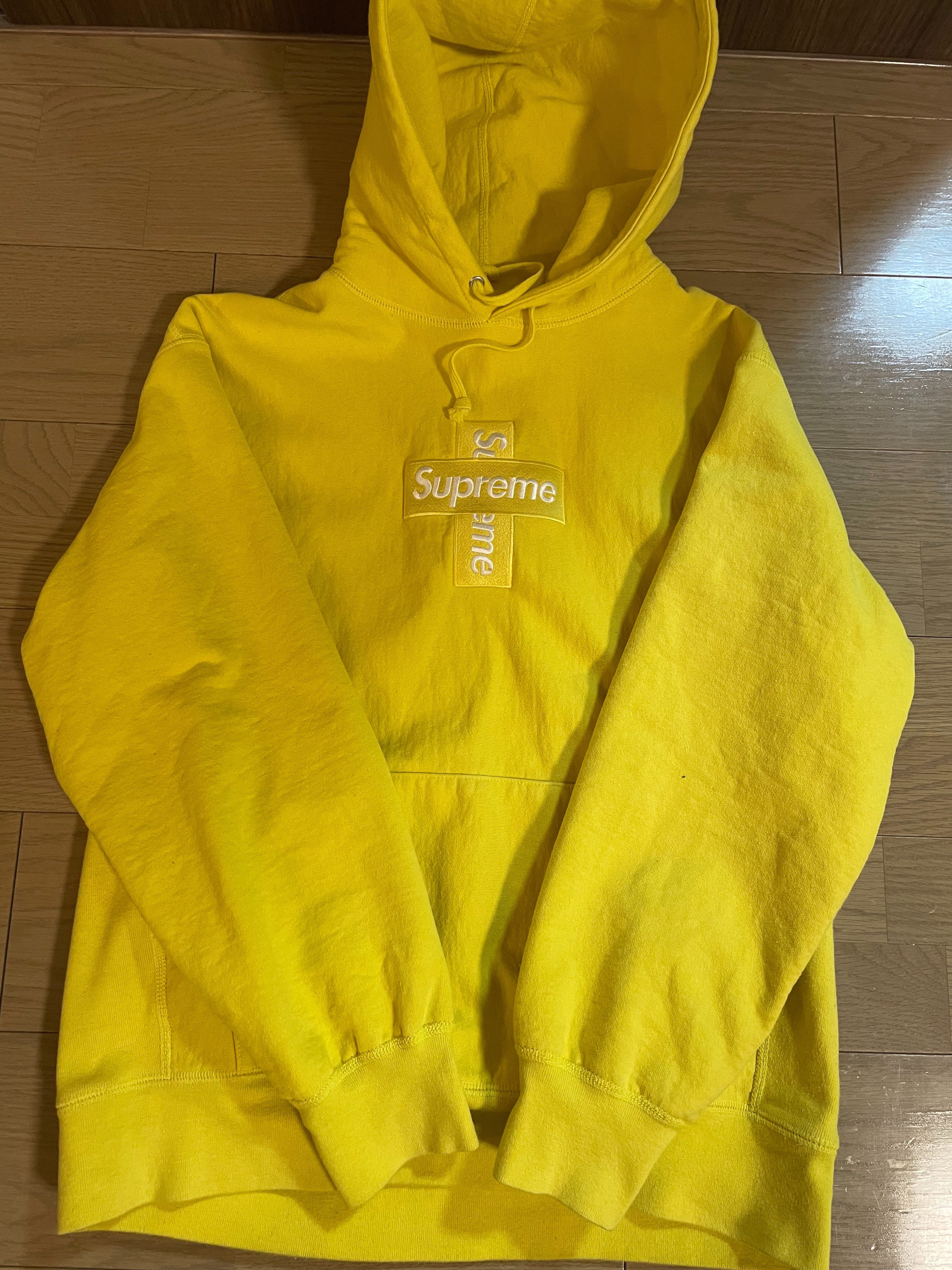Supreme Cross Box Logo Hooded Sweatshirt "Yellow"
