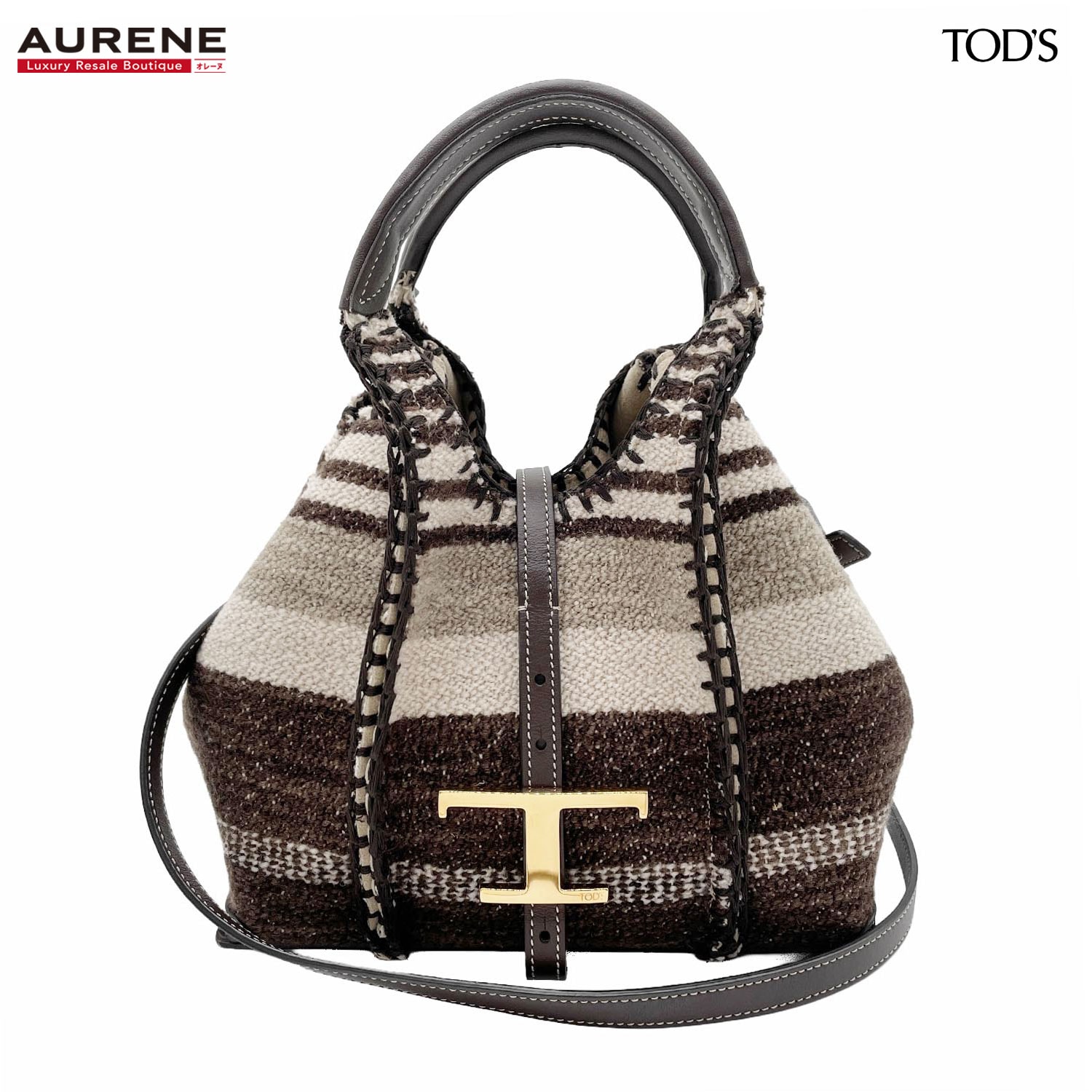 TOD’S トッズ ショルダーバッグ 2WAY ミニ ショッピングバッグ Tタイムレス ウール レザー ブラウン レディース
【中古】