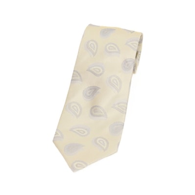 【中古】ジョルジオアルマーニ GIORGIO ARMANI シルク ペイズリー柄ネクタイ ベージュxグレー【メンズ】