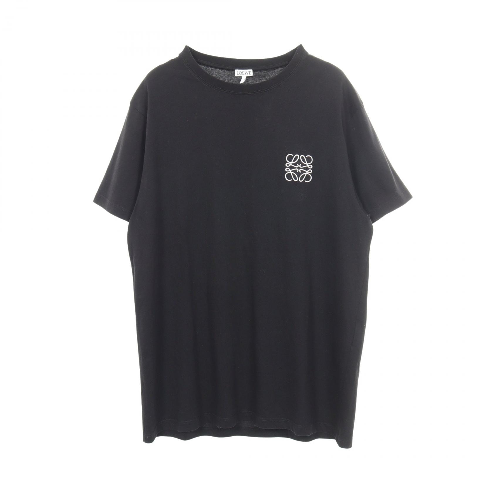 ロエベ LOEWE アナグラム刺繍 半袖Tシャツ 衣料品 トップス コットン メンズ ブラック系 【中古】