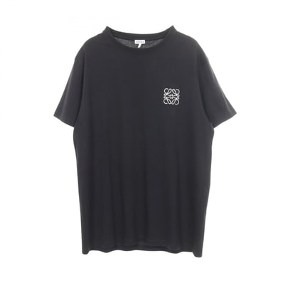 ロエベ LOEWE アナグラム刺繍 半袖Tシャツ 衣料品 トップス コットン メンズ ブラック系 【中古】