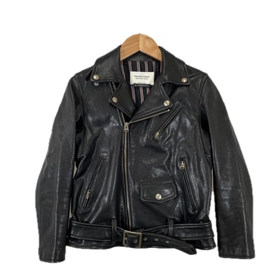 美品 beautiful people ビューティフルピープル ストライプ 秋冬 AW ライダースジャケット 羊革 ブラック レディース 130【古着】【中古】