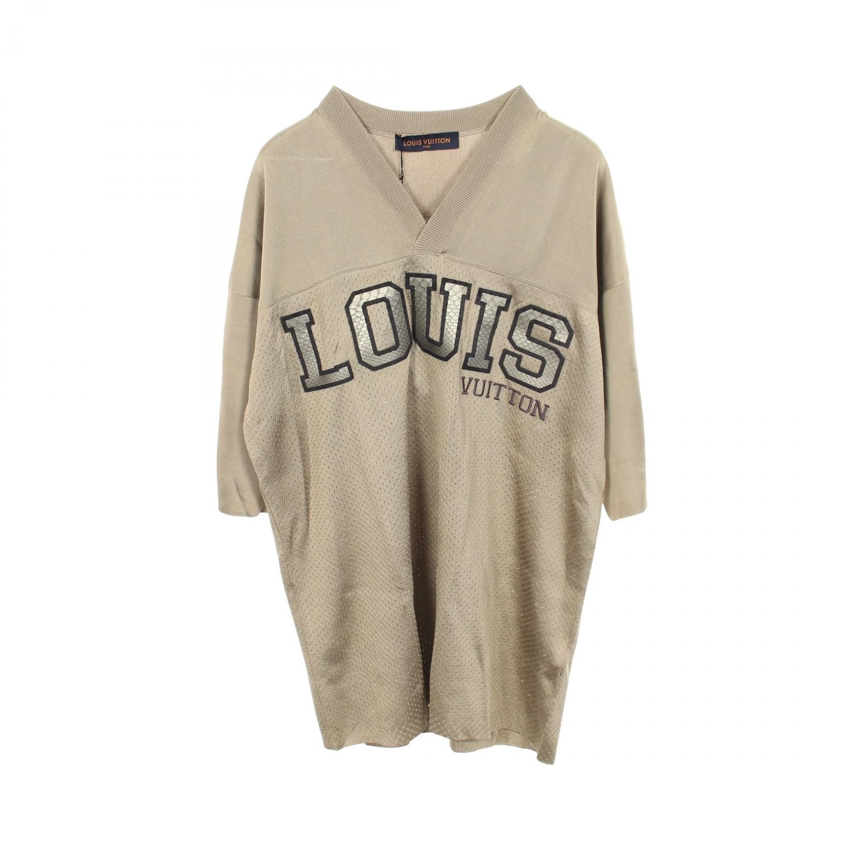 ルイ・ヴィトン LOUIS VUITTON パイソンロゴ メッシュ Vネック バスケットボールシャツ 半袖Tシャツ 衣料品 トップス レーヨン メンズ ベージュ系 RM182 HOW HFN85W 【中古】