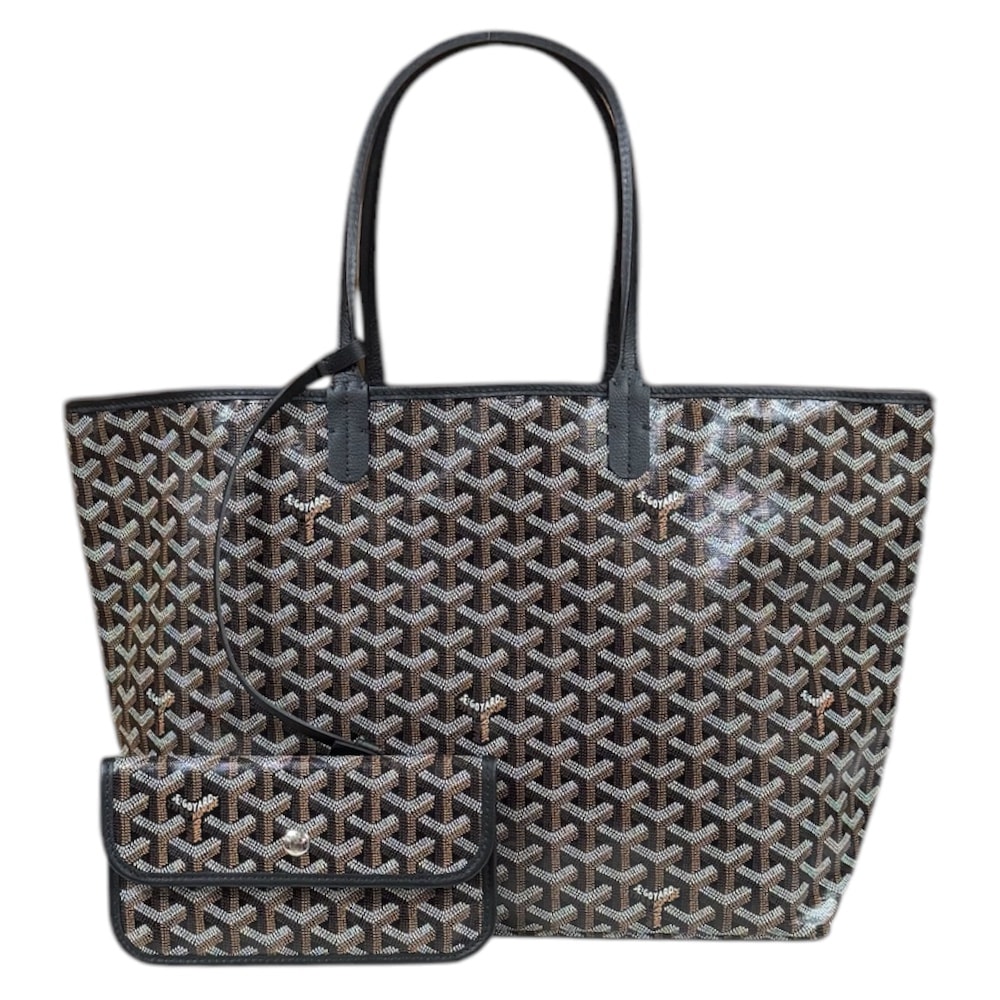 ゴヤール サンルイPM トートバッグ PVCコーティングキャンバス ブラック レディース GOYARD  中古