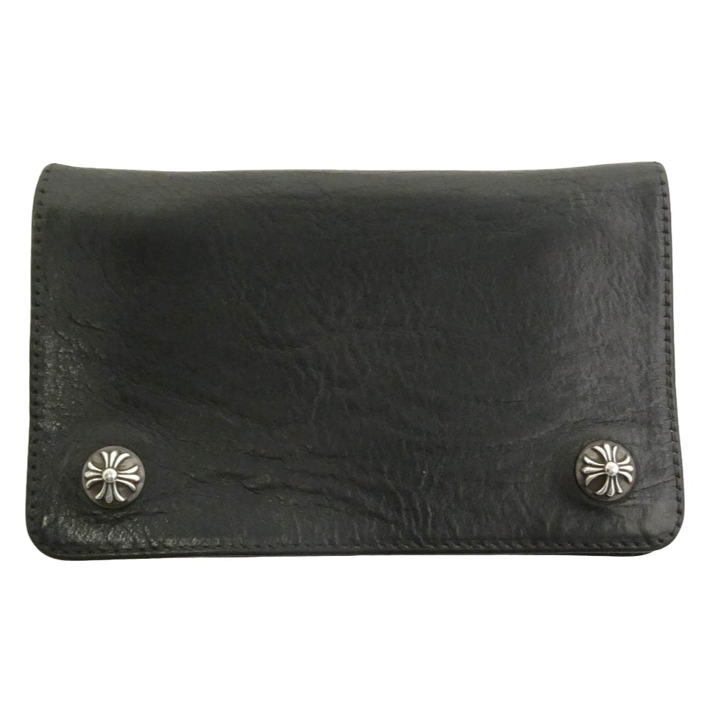 CHROME HEARTS クロムハーツ(原本無) 1ZIP 1ジップ CHプラス レザー ウォレット 二つ折り財布 ブラック系【中古】