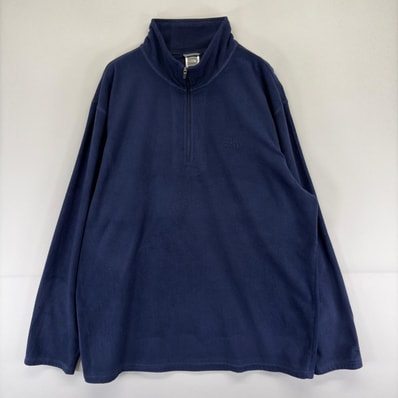 古着 ザ・ノースフェイス THE NORTH FACE フリース トレーナー ハーフジップ プルオーバー ワンポイント 刺繍 XL ネイビー メンズ